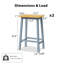 Structure de 2 chaises d'îlot de cuisine en bois massif de 25,6 po de hauteur bleu gris avec repose-pieds et tabourets de soutien stable-1464291729