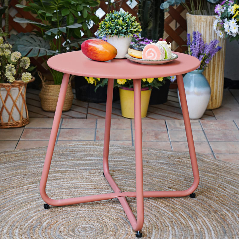 Table d'appoint en métal Adelynn, Rose