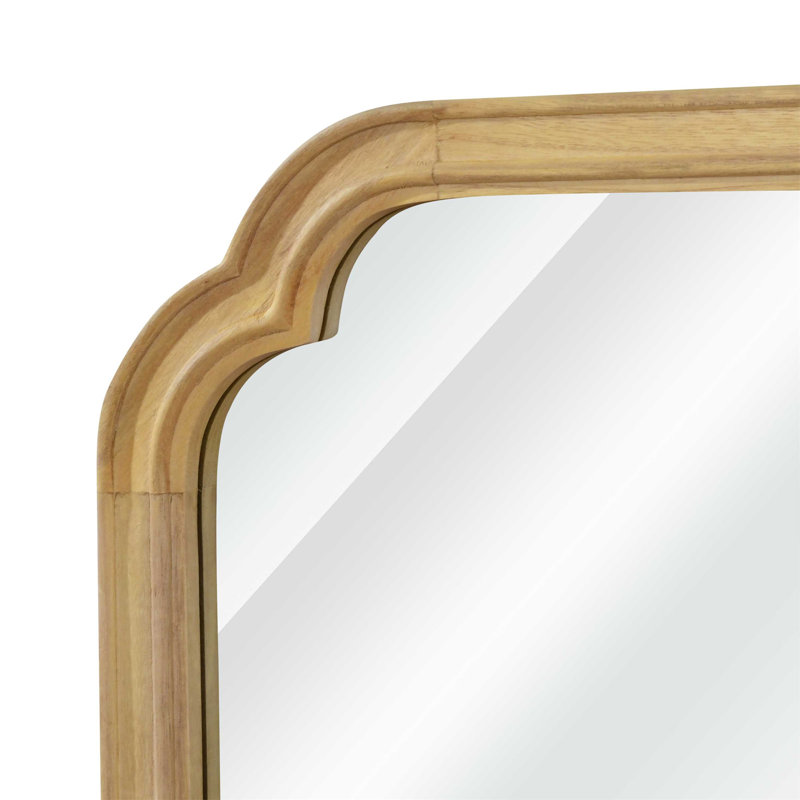 Natural Wood Color 20" X 30" Frame Rounded Corner Decorative Mirror, 30" x 20", Natural Wood