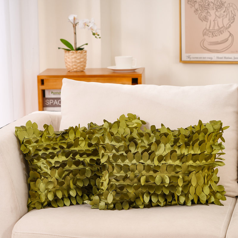 Floral Throw Pillow, Polyester/Polyfill, Green