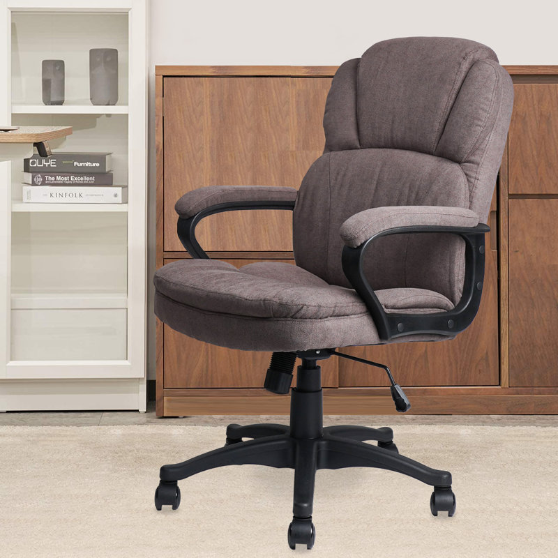 Chaise de bureau ergonomique rembourrée bleu, Brun