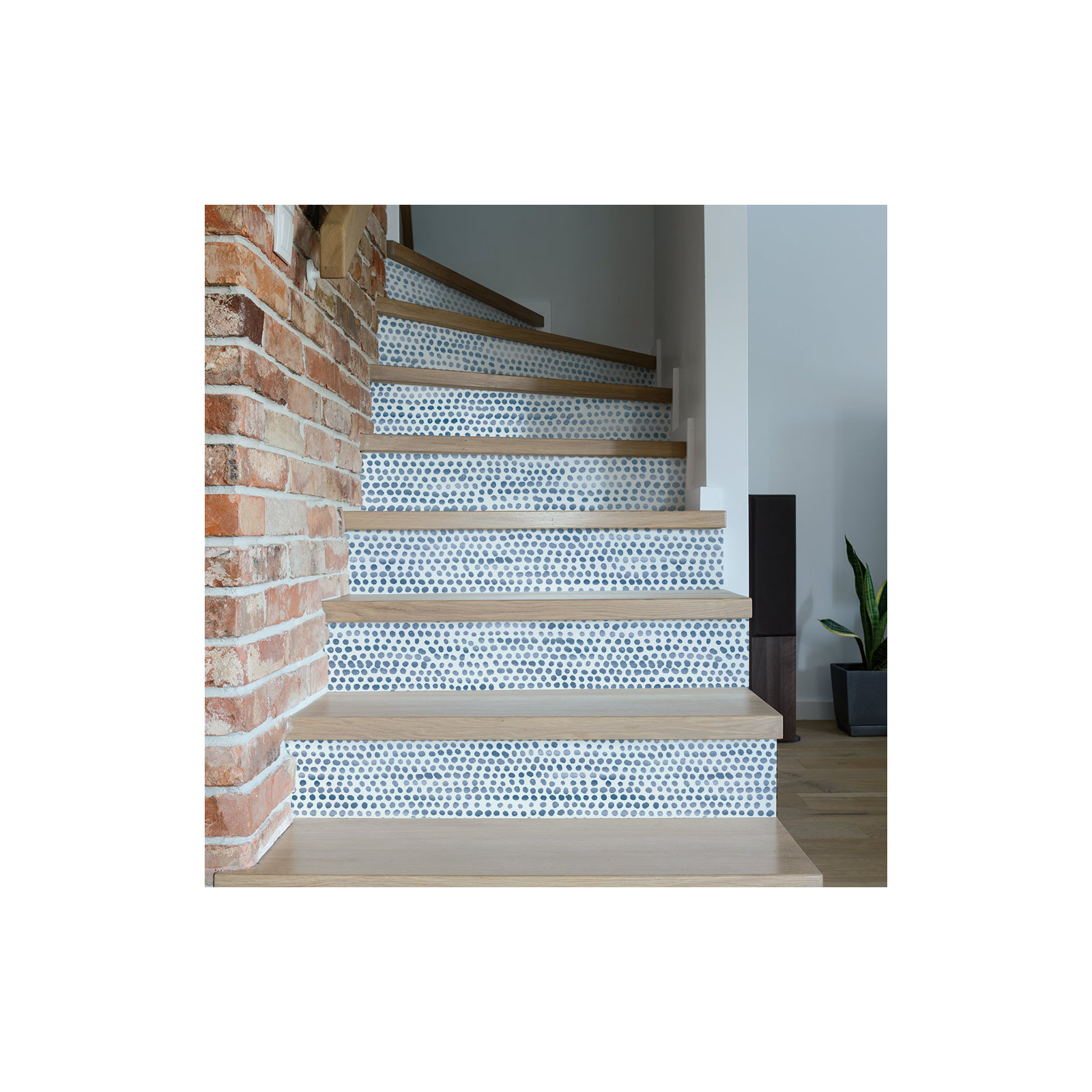 Moire Dots Peel and Stick Wallpaper, Blue Moon