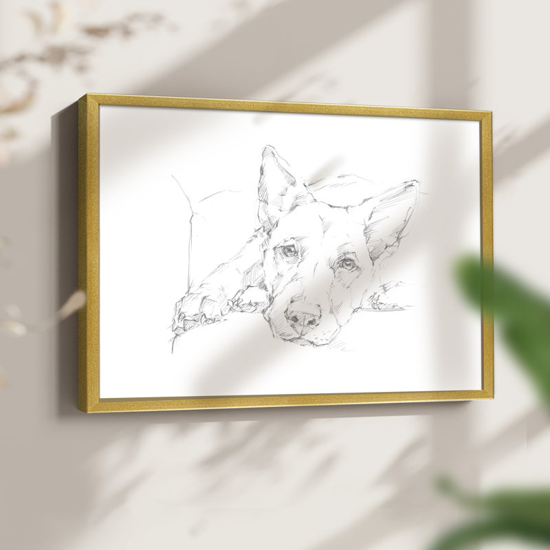 Lazy Dog IV - Impression encadrée - Restickable, H 11 po x l 14 po, Or