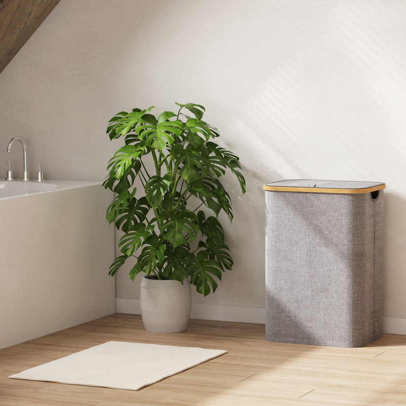 Laundry Hamper And Waste Basket Set, Light Grey