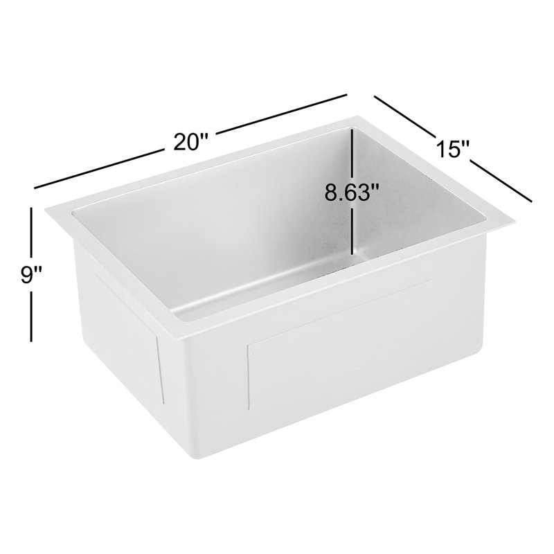 Atlas 15" L Undermount Kitchen Sink, Gunmetal Black