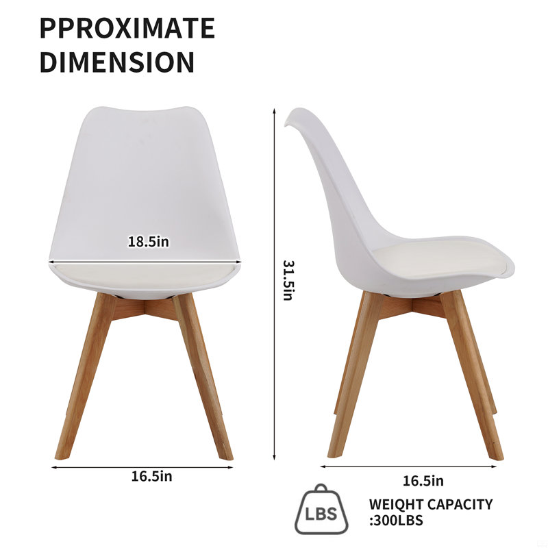 Malijah Modern Dining Chairs Set of 4 with PU Leather Cushion, Wood Frame, White