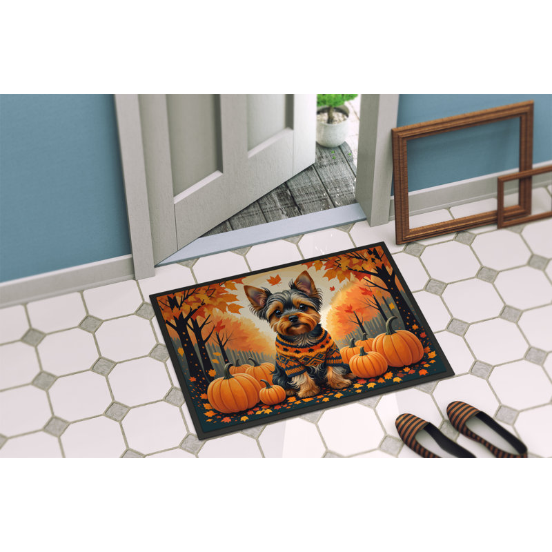 Yorkshire Terrier Fall Indoor or Outdoor Mat, L 18 po x L 27 po