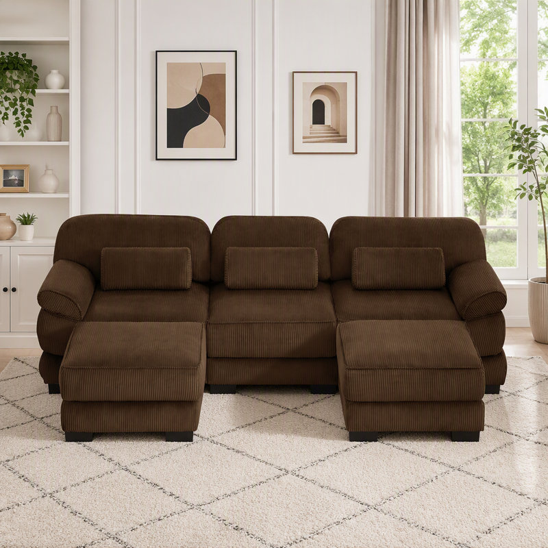 Canapé Cloud Cloud Couch, 3-Seater & 2-Ottoman, Brown