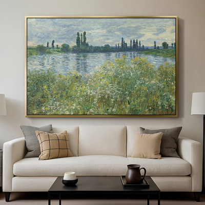 Rives de la seine, Vétheuil, 1880 - Claude Monet, toile tendue avec châssis
