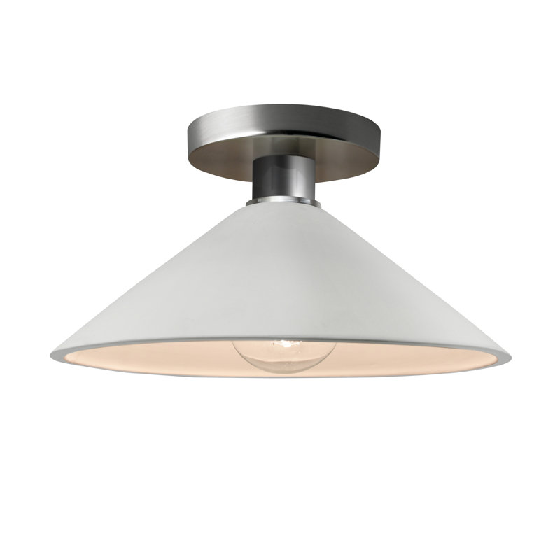 Plafonnier semi-encastré en céramique Dottie, Bisque / noir mat, Nickel brossé, Incandescente (non incluse)