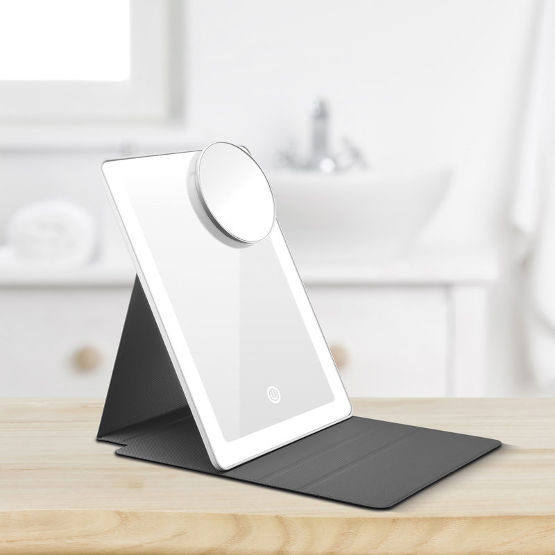 Conair Rechargeable LED Tablet Mirror with 5x Spot Magnifying Attachment