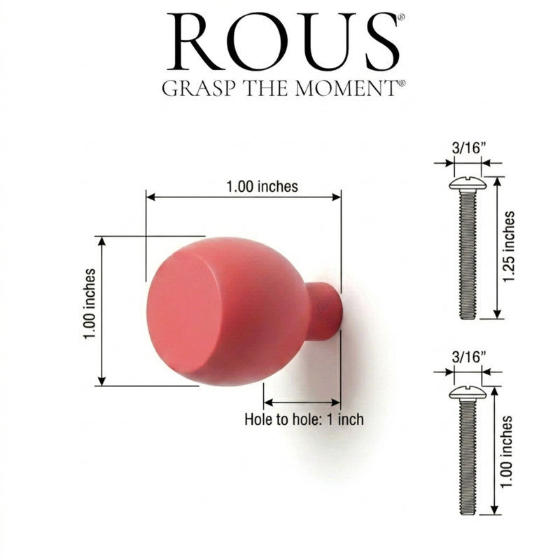 ROUS Hardware Mid Century Modern Sphere Knob, Blush (Pink)