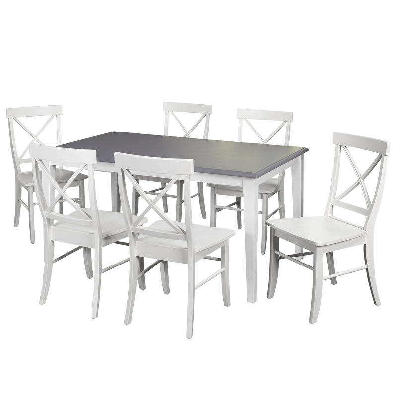 Ensemble de salle à manger Lehigh Acres, Blanc, 7 (1 table + 6 chaises)