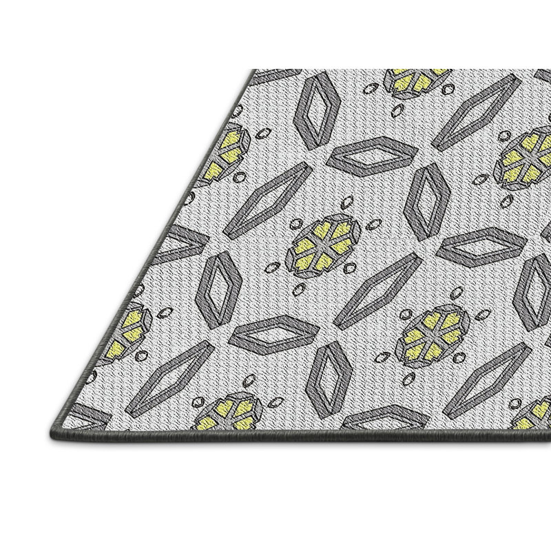 Tapis vert/gris à motifs, Rectangle 2 pi x 5 pi