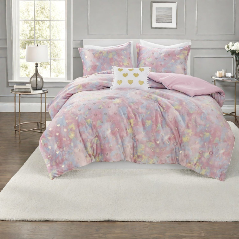 Ultra Soft Plush Bedding Sets, Polyester Metallic Heart, Modern Home