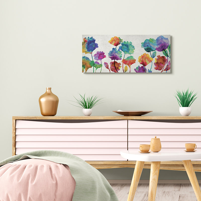«Floral Abstraction Rainbow Pop» par Vanessa Austin - impression, Toile tendue, H 13 po x l 30 po x P 1,5 po