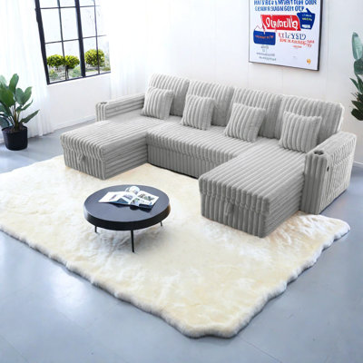 Spacious Convertible Corduroy Sectionals, Modern Design With Storage For Home