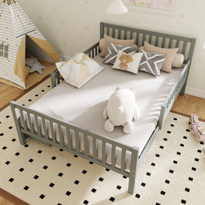 Minimalist Style Both Sides Guardrails Wood Platform Bed With Two Storage Drawers And Headboard by Lark Manor
