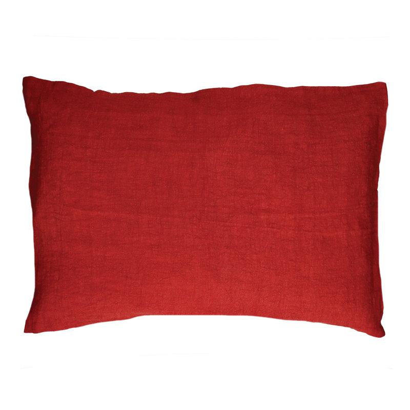 Coussin en lin Alpha Basics, Rouge