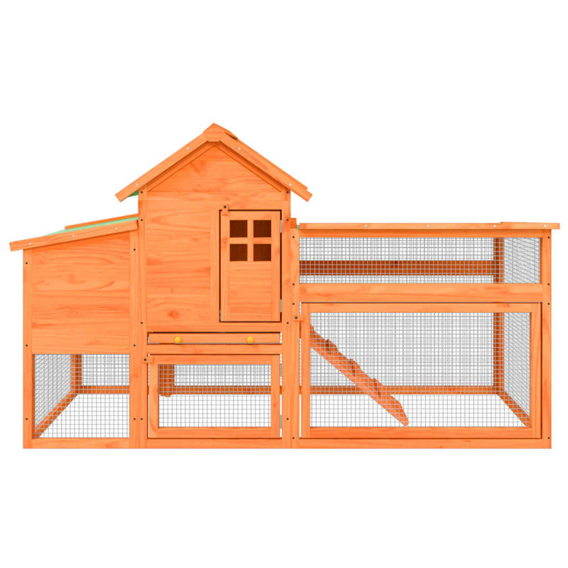 Vinton Chicken Coop with Chicken Run, Brown/Blue