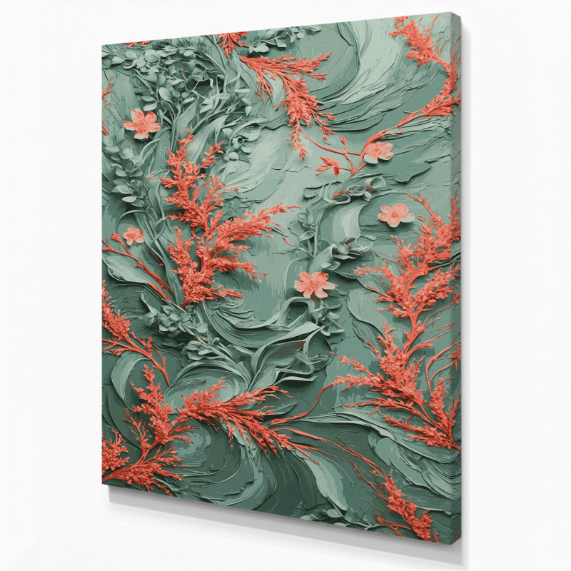 "Abstract Florals 73", art mural sur toile grise, H 14 po x l 11 po