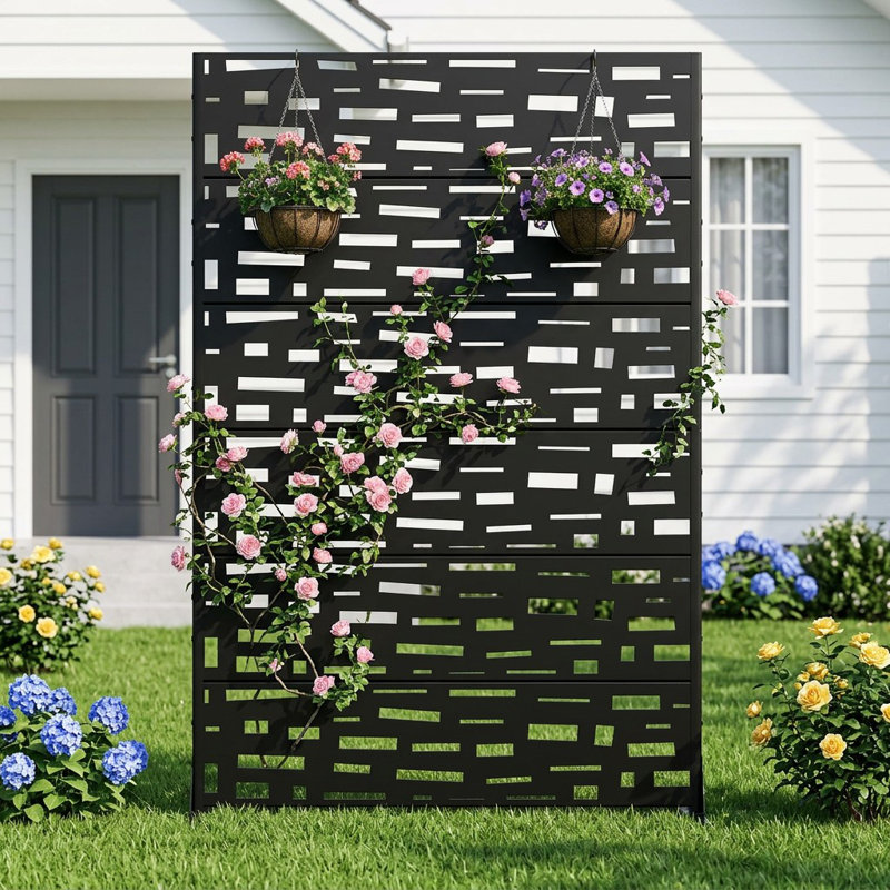 Freestanding Steel Privacy Screen Fence Panels Metal Trellis Outdoor Divider for Patio, Balcony, Backyard, Pool, Indoor Room