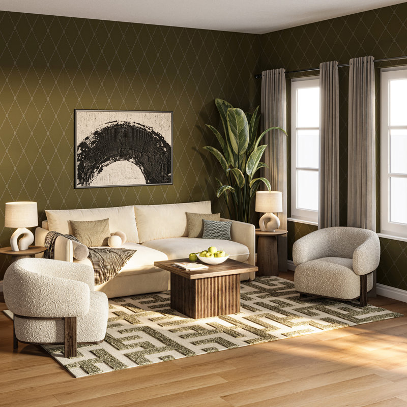 Tapis en laine Carmeon Hamilton Riel, Rectangle 4pi x 6 pi