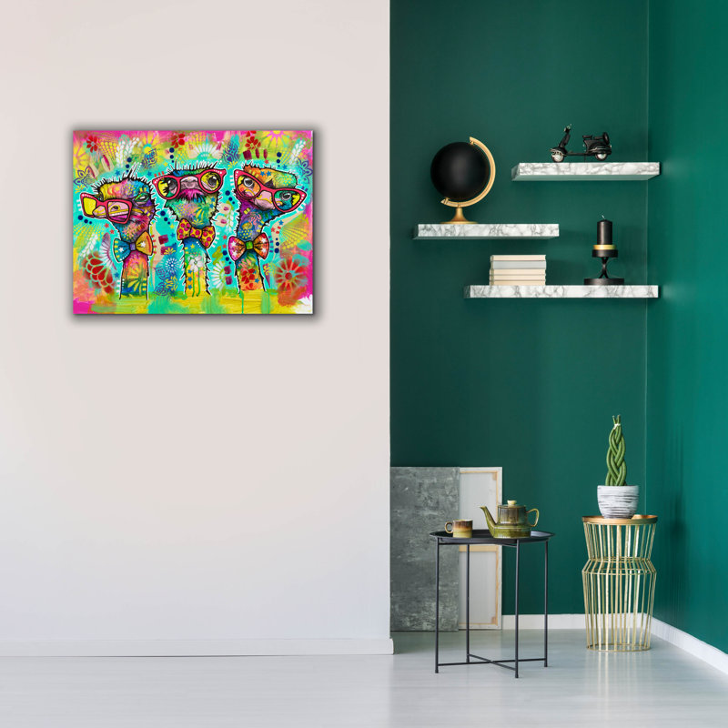 «Cool Ostriches» par Dean Russo, art mural sur toile, H 26 po x l 34 po x P 1,5 po