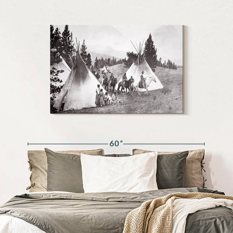 Native American Teepee Camp Montana, 30" H x 45" W