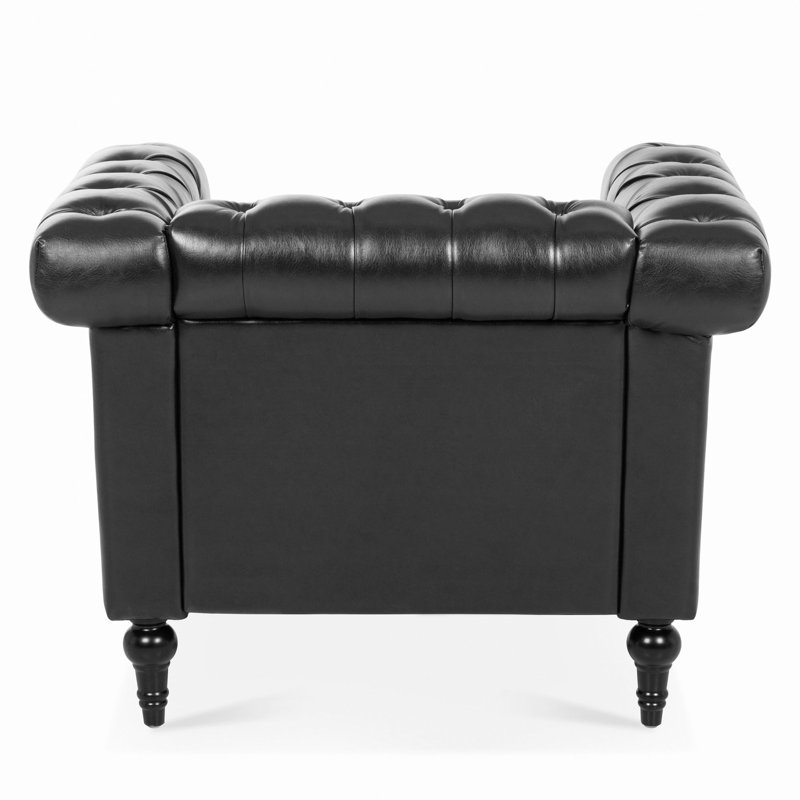 Canapé 1 place pour le salon, Black Faux Leather