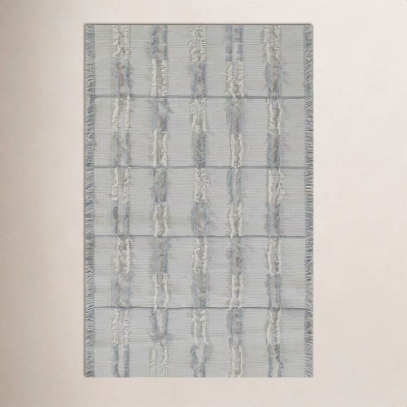 Cecilia Blue Ivory Hand-Woven Outdoor Rug, Runner 2'3" x 8'