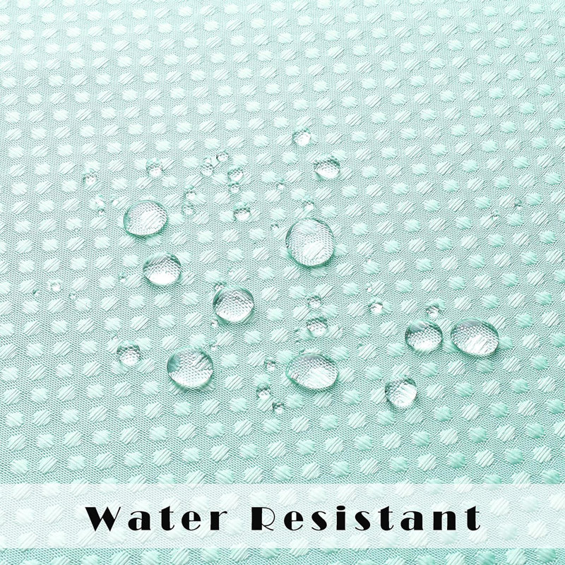 Aqua Blue Gradient Waffle Fabric Shower Curtain with Liner