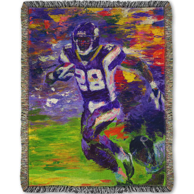 Woven Throw Blanket, Breaking Free – Adrian Peterson by Robert Blehert