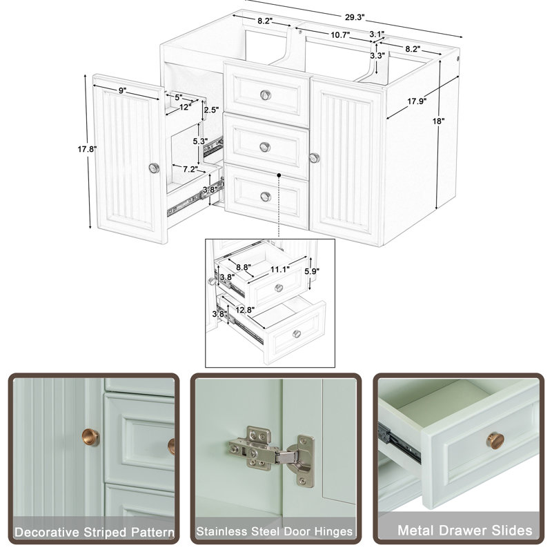 29'' Single Bathroom Vanity Base Only