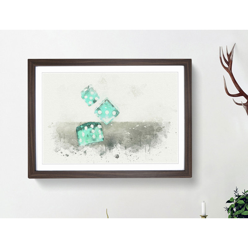 Roll of the Dice in Abstract - Picture Frame Graphic Art Print, 60cm H x 91cm W x 2cm D, Walnut