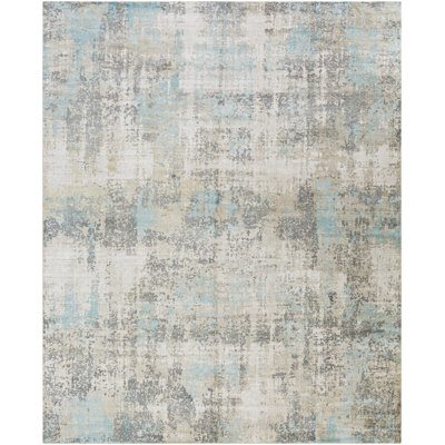 Tapis bleu abstrait noué à la main