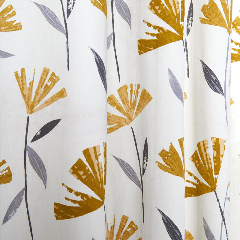 Cotton Semi Sheer Curtain Pair, Width 229 x Drop 183 cm, Ochre