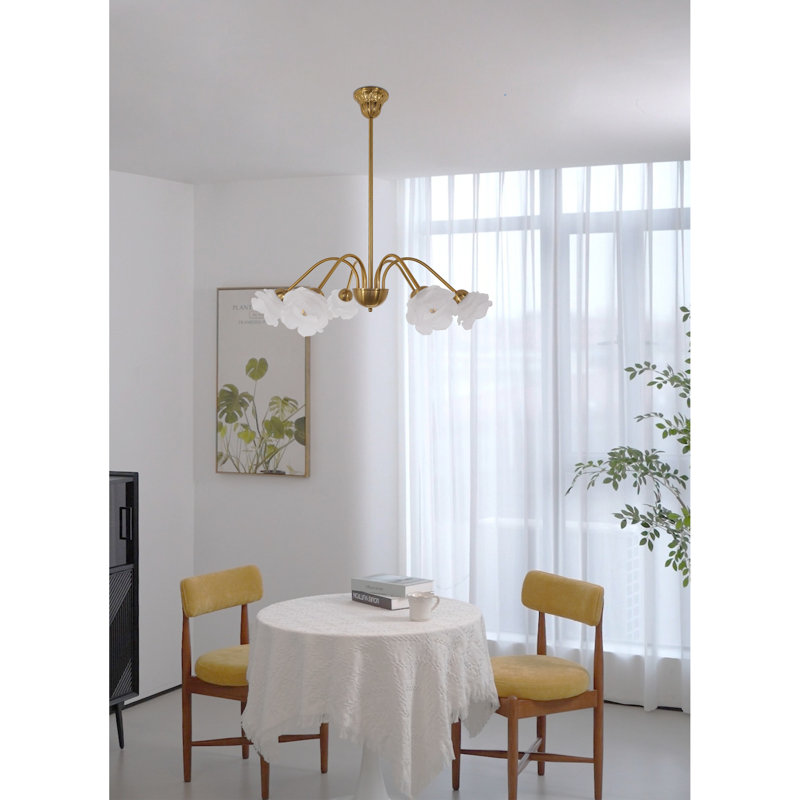 Lustre à intensité variable de style Mid-Century à 6 lumières