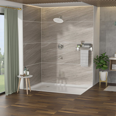 Pomme de douche à pluie ronde murale de 10 po avec bec de baignoire en nickel brossé - Valve, réglable à 360 °, installation et propreté faciles et installation en kit, garantie de sécurité hygiénique