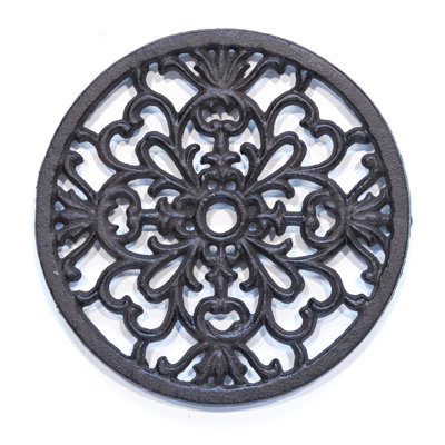 Iron Agate Ceramic Jute Leather Crystal Round 1 Piece Trivet Set