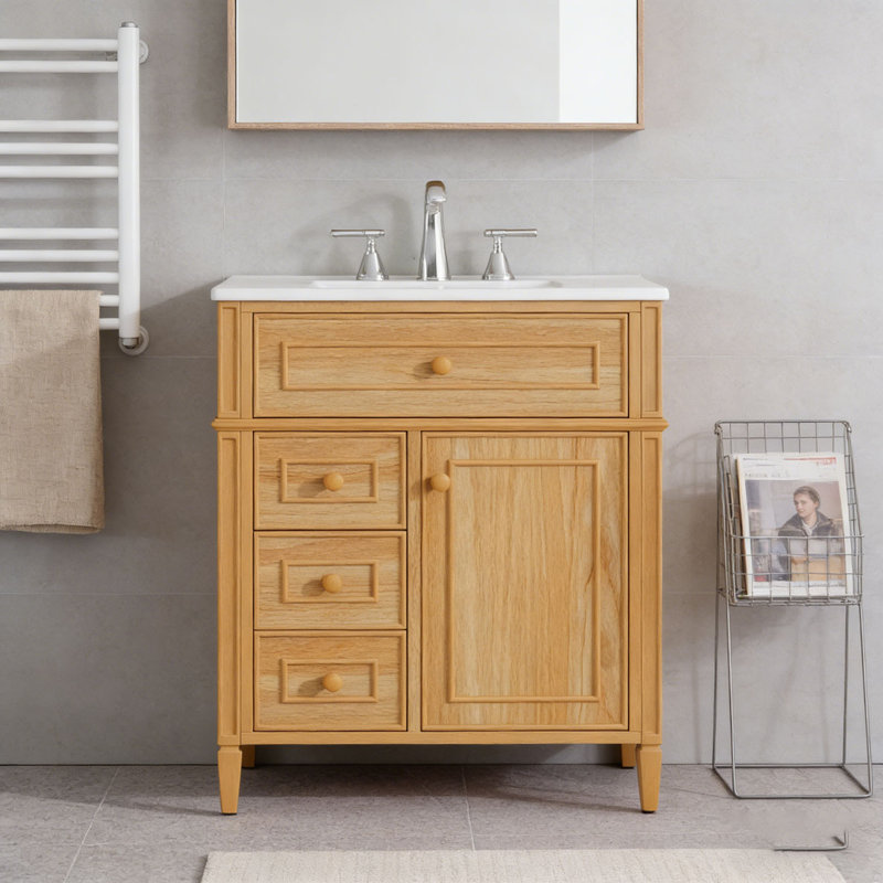 Meuble-lavabo de salle de bain avec lavabo, 30 pi bois - 1