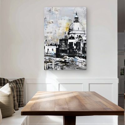 Basilica of Santa Maria Della Salute - Black Metal Print Decor