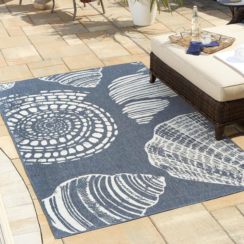 Tapis bleu marine intérieur / extérieur Amaro, Rectangle 4 pi x 6 pi