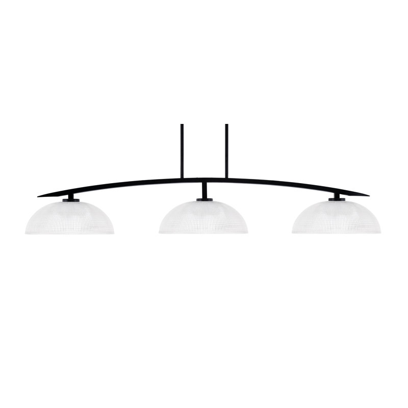 Barre d'éclairage à 3 lumières avec verre transparent nervuré 13 po Kurve, Noir mat