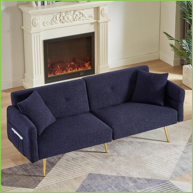 Canapé-lit Modern Bleu foncé | Bois | Cadre réglable à dossier solide pour le salon et la chambre à coucher