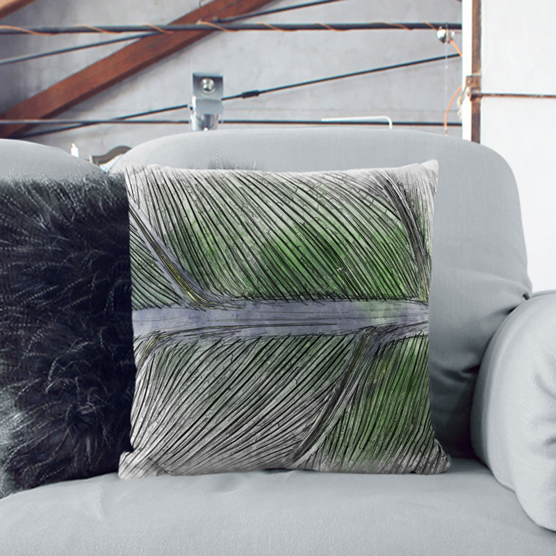 Leaf Detail Sketch Square Throw Cushion, Stone, 40cm H x 40cm W x 15cm D
