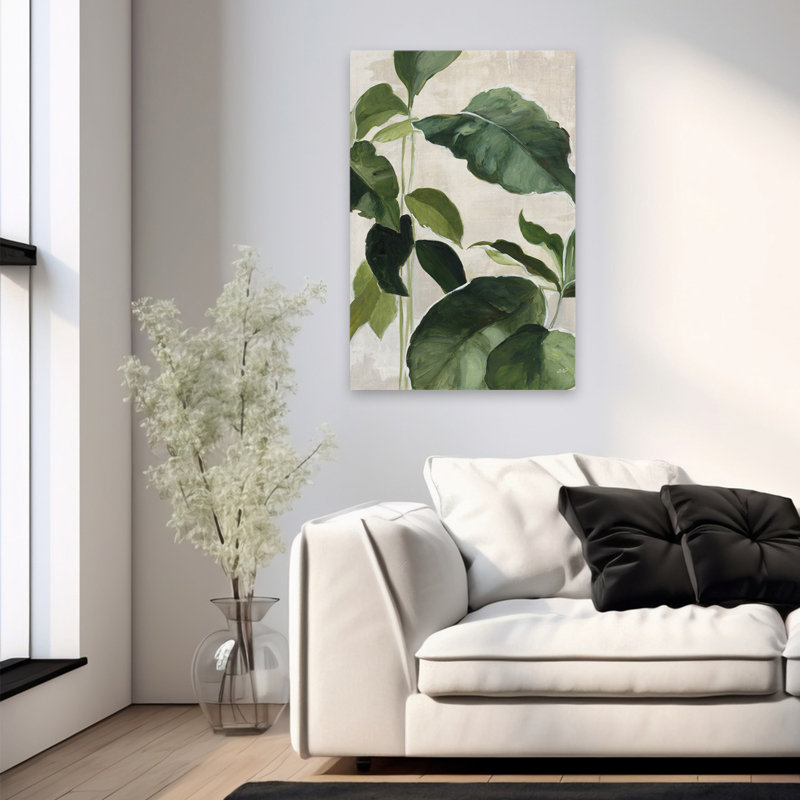 Botanique et crème, étude tropicale II, art, H 36 po x l 24 po