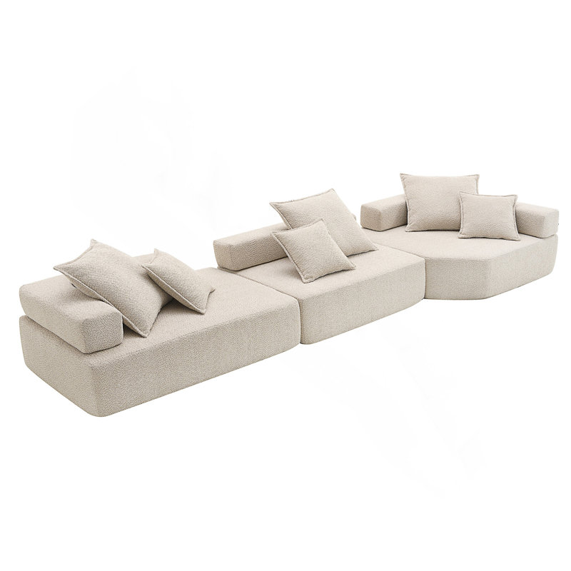 Oversized Modular Sectional Sofa,Luxury Boucle Floor Couch Set,Convertible Compressed Couch,Spacious Foam-Filled Sofa For Living Room,3 PC Free Combination
