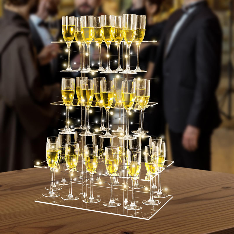 Champagne Tower, présentoir à champagne pour fête avec 32 fentes