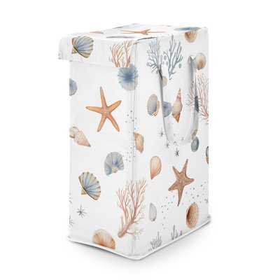 Ocean Seashells Foldable Laundry Hamper with Handles by Sweet Jojo Designs
